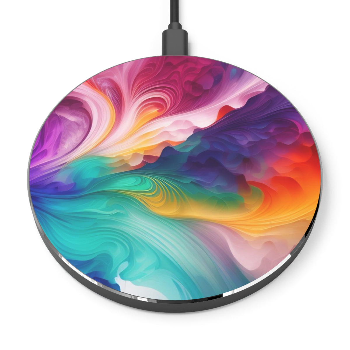 Colorful abstract painting with a rainbow background Wireless Charger