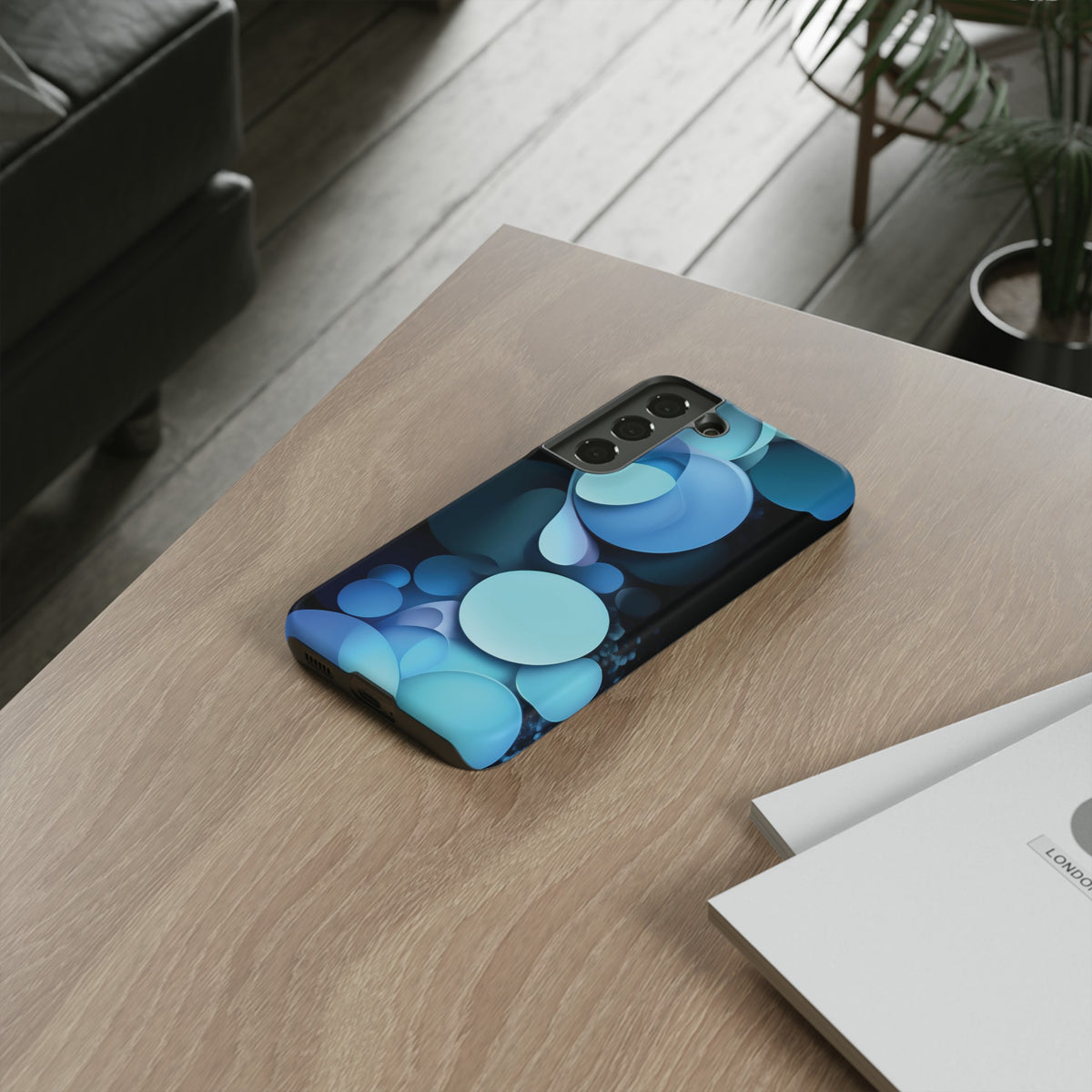 Abstract Blue balls in black Tough Phone Case