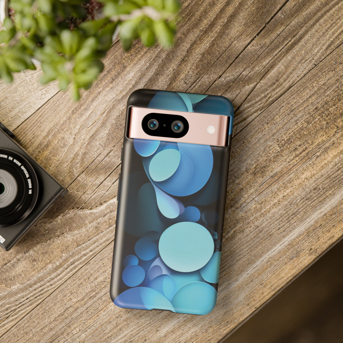 Abstract Blue balls in black Tough Phone Case