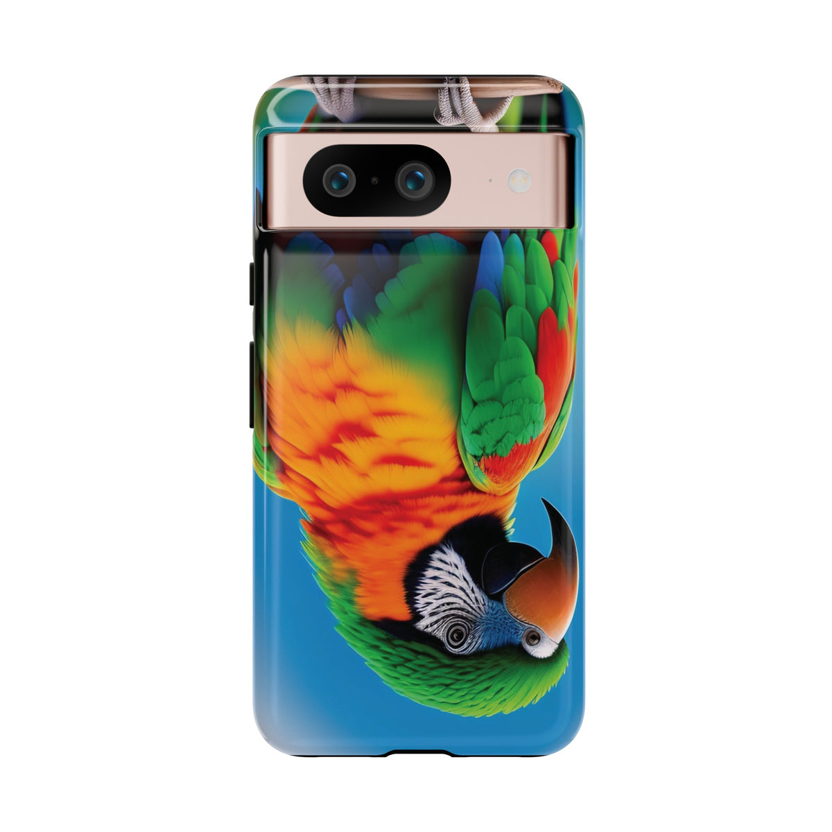 Colorful parrot with a green and red feather on its head Tough Phone Cases