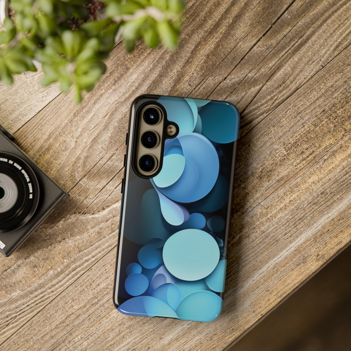 Abstract Blue balls in black Tough Phone Case