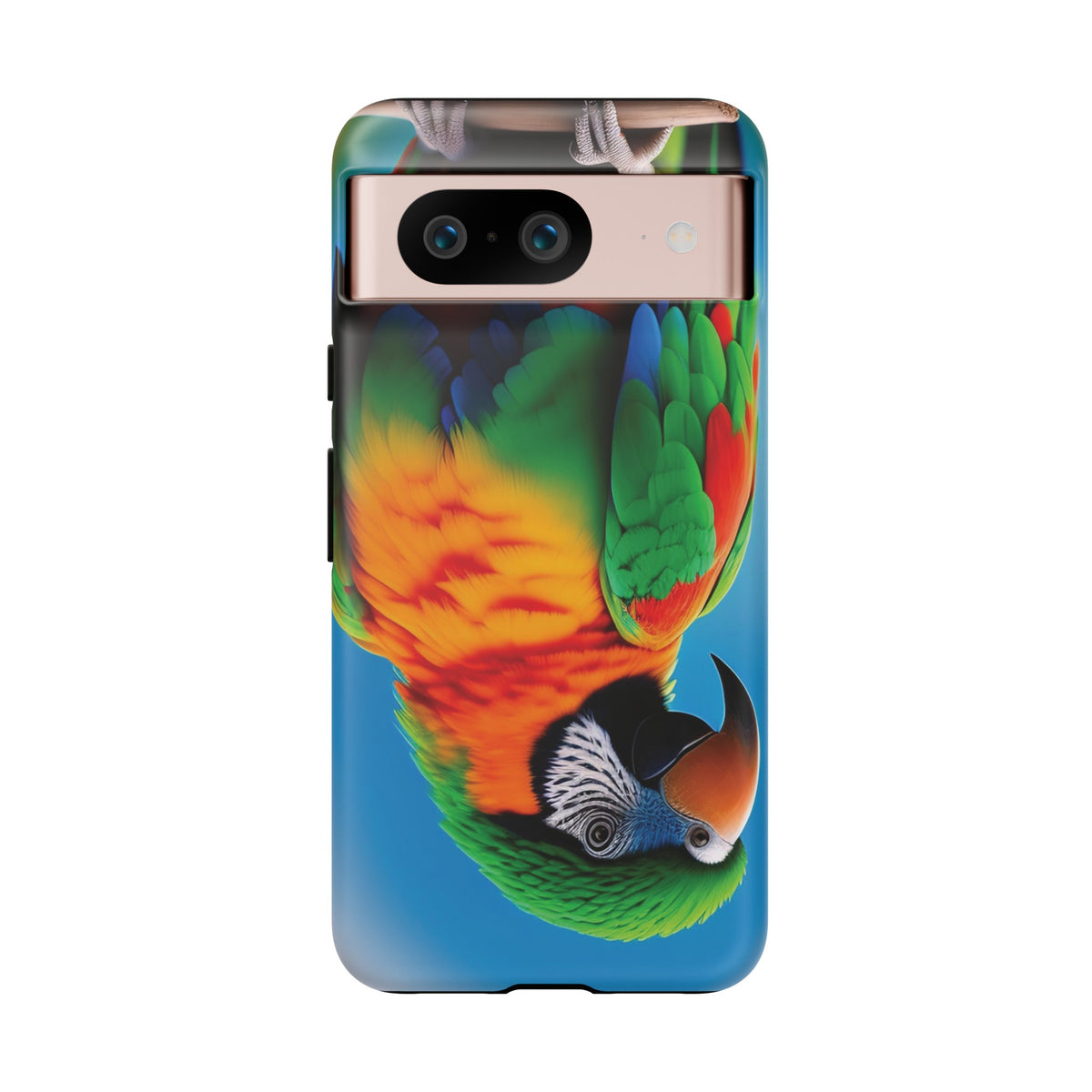 Colorful parrot with a green and red feather on its head Tough Phone Cases