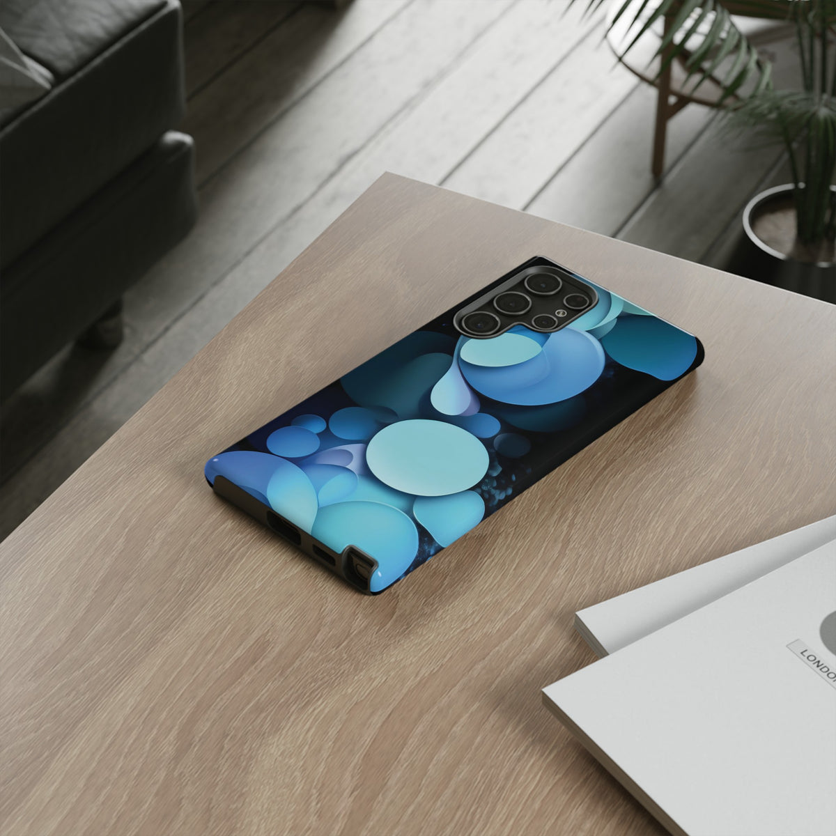 Abstract Blue balls in black Tough Phone Case