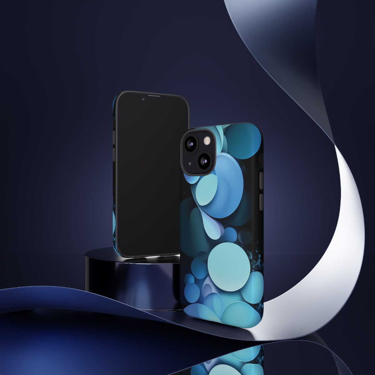 Abstract Blue balls in black Tough Phone Case