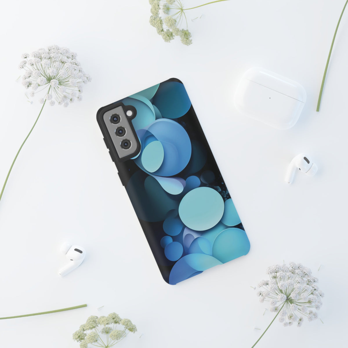 Abstract Blue balls in black Tough Phone Case