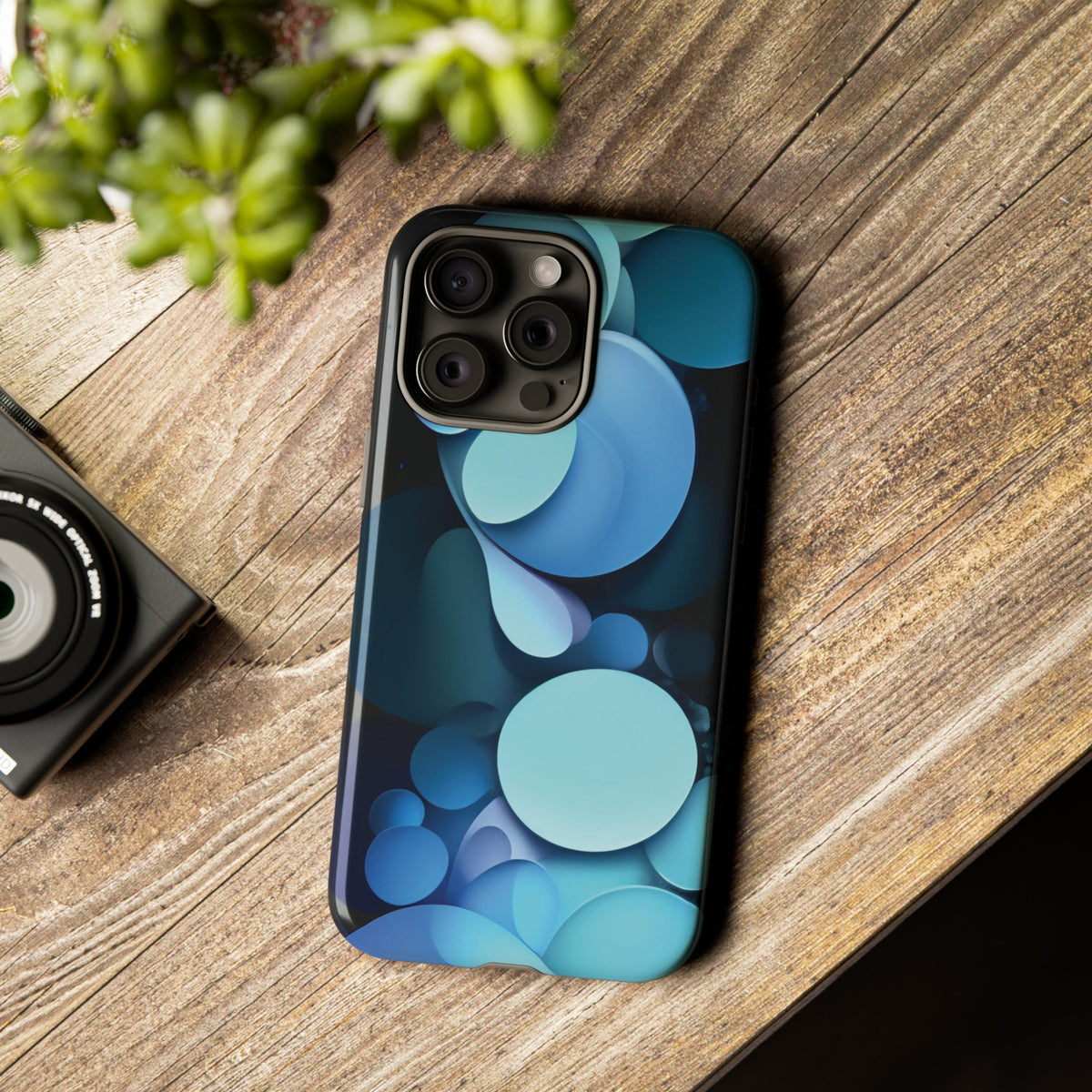 Abstract Blue balls in black Tough Phone Case