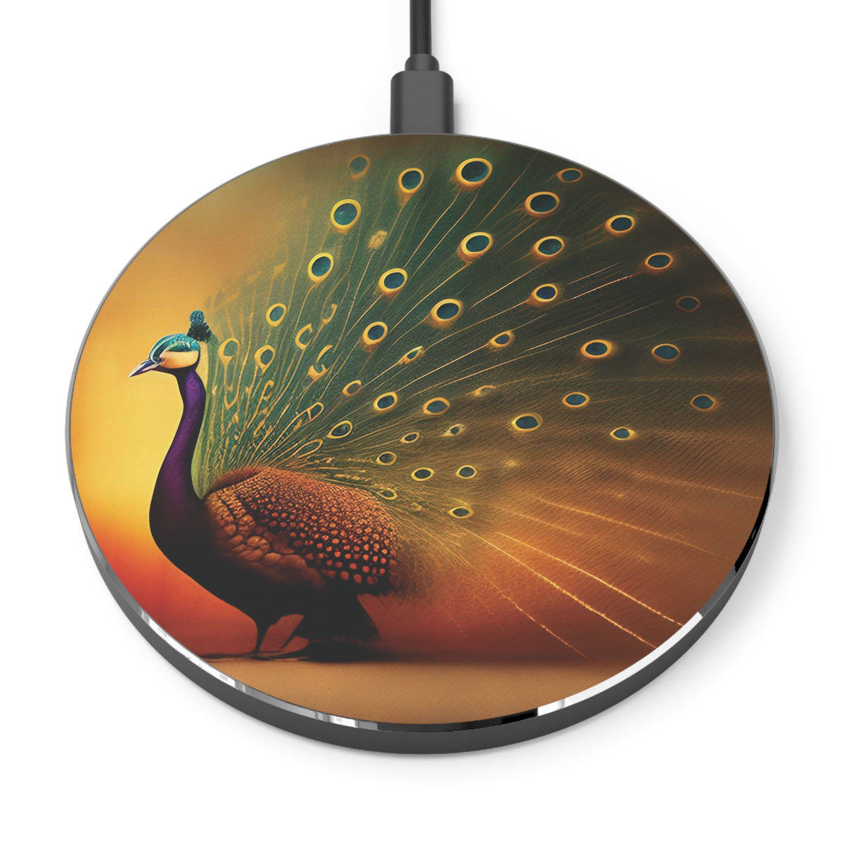 Peacock with a colorful tail themed Wireless Charger