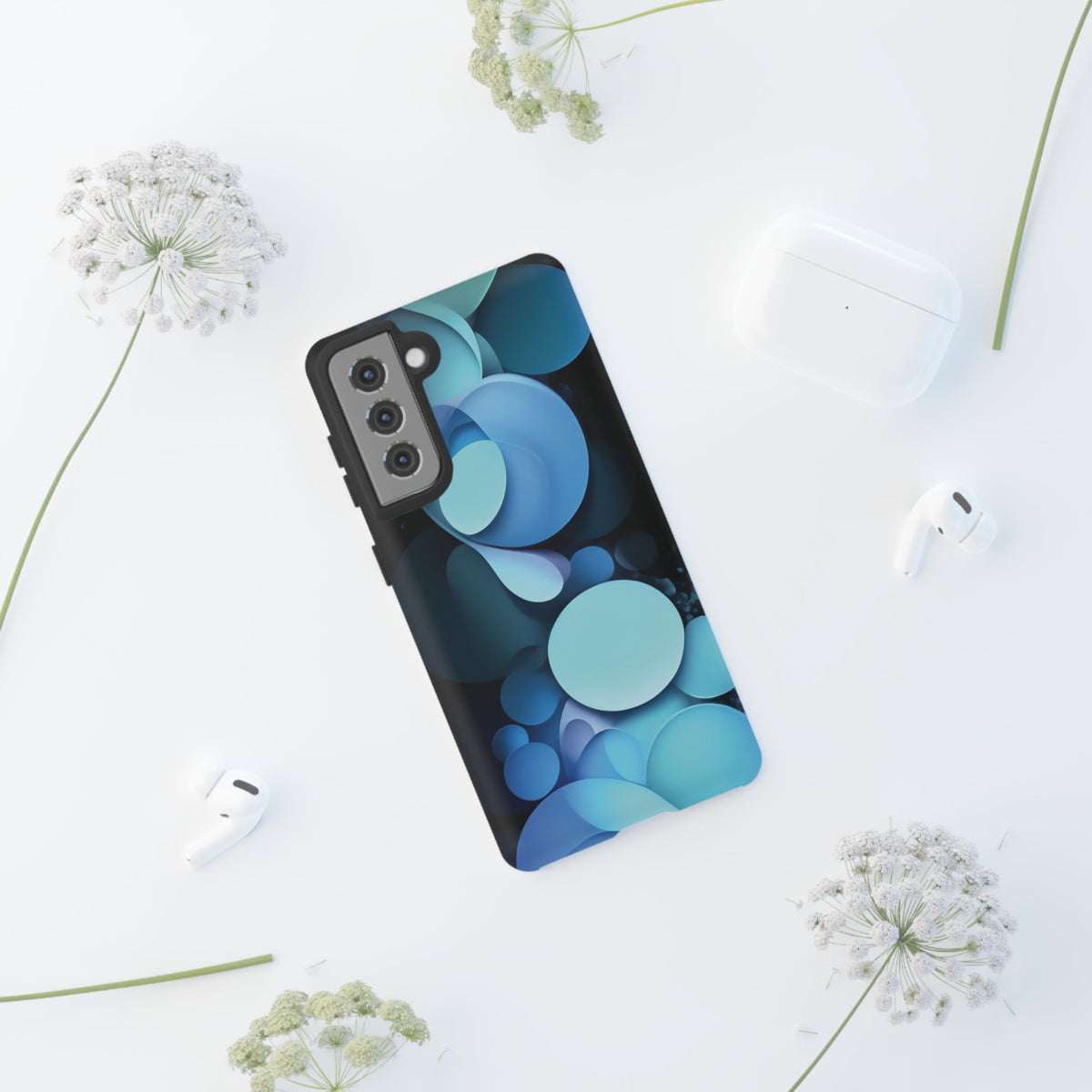 Abstract Blue balls in black Tough Phone Case