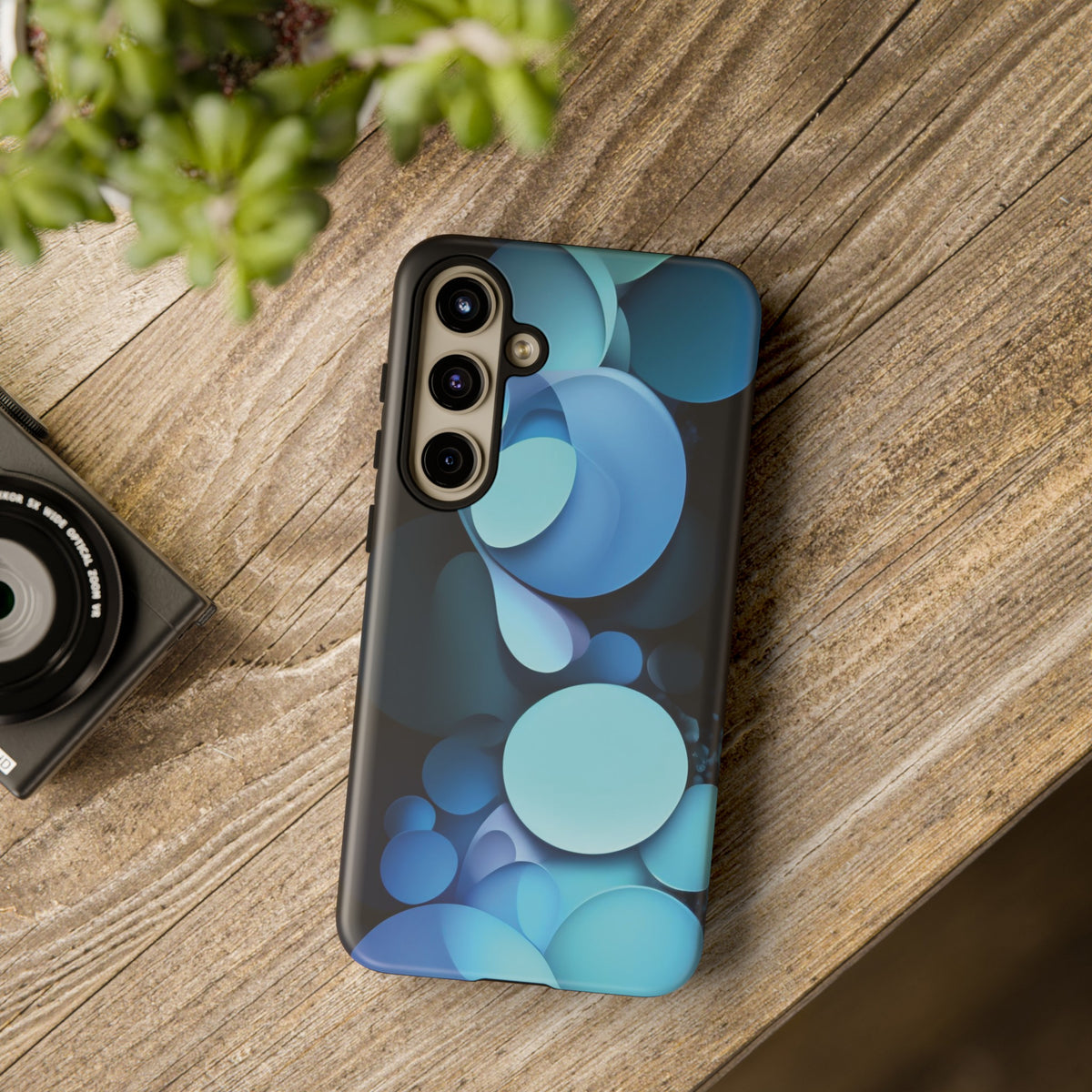 Abstract Blue balls in black Tough Phone Case