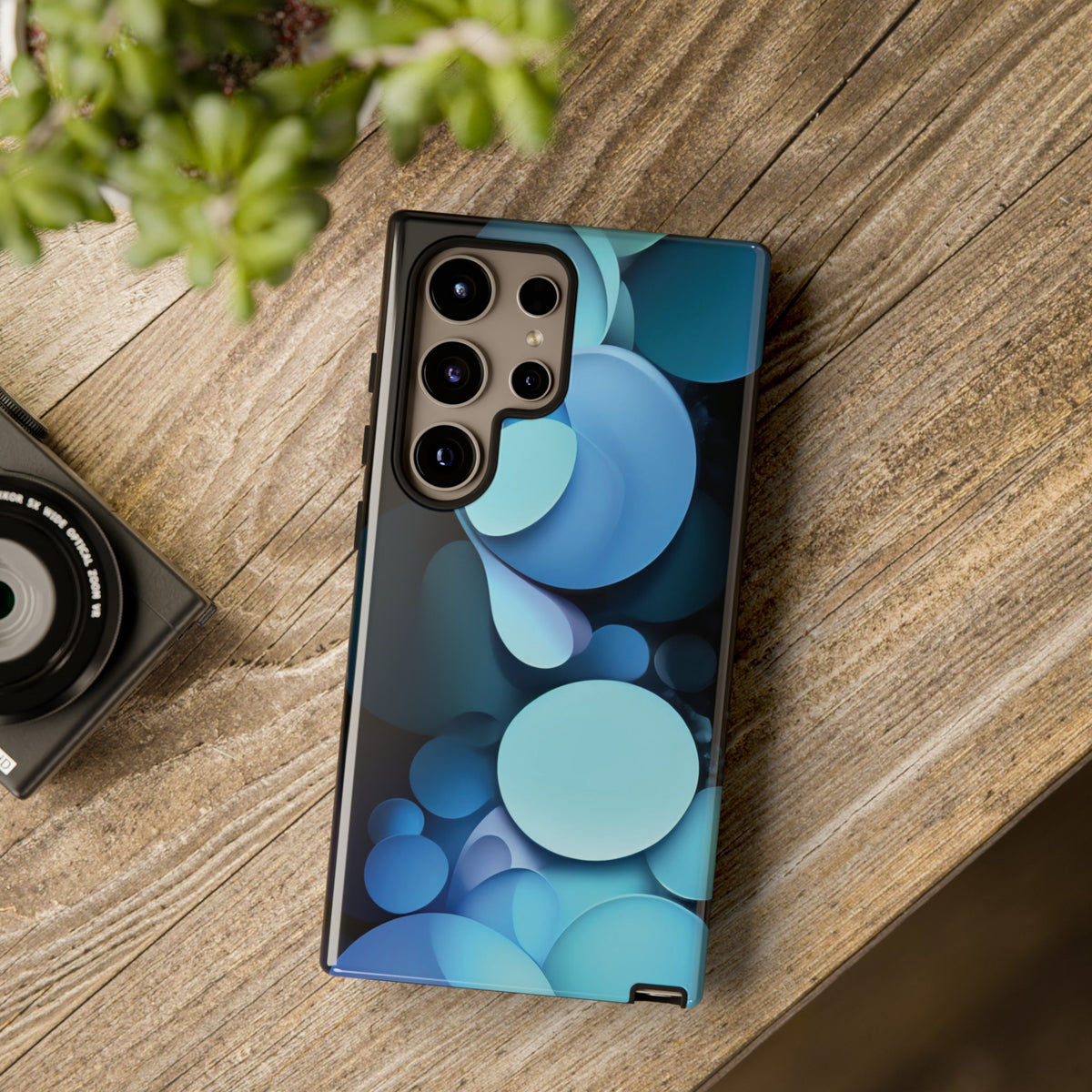 Abstract Blue balls in black Tough Phone Case