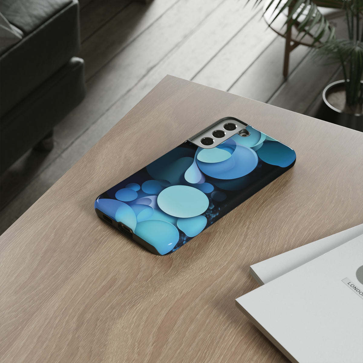 Abstract Blue balls in black Tough Phone Case