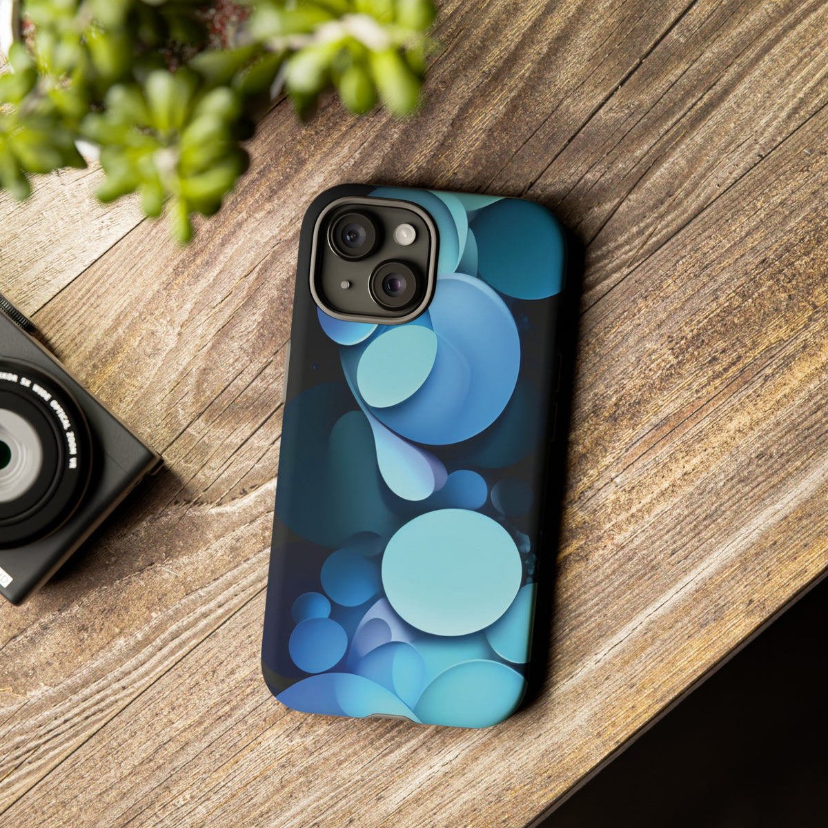 Abstract Blue balls in black Tough Phone Case