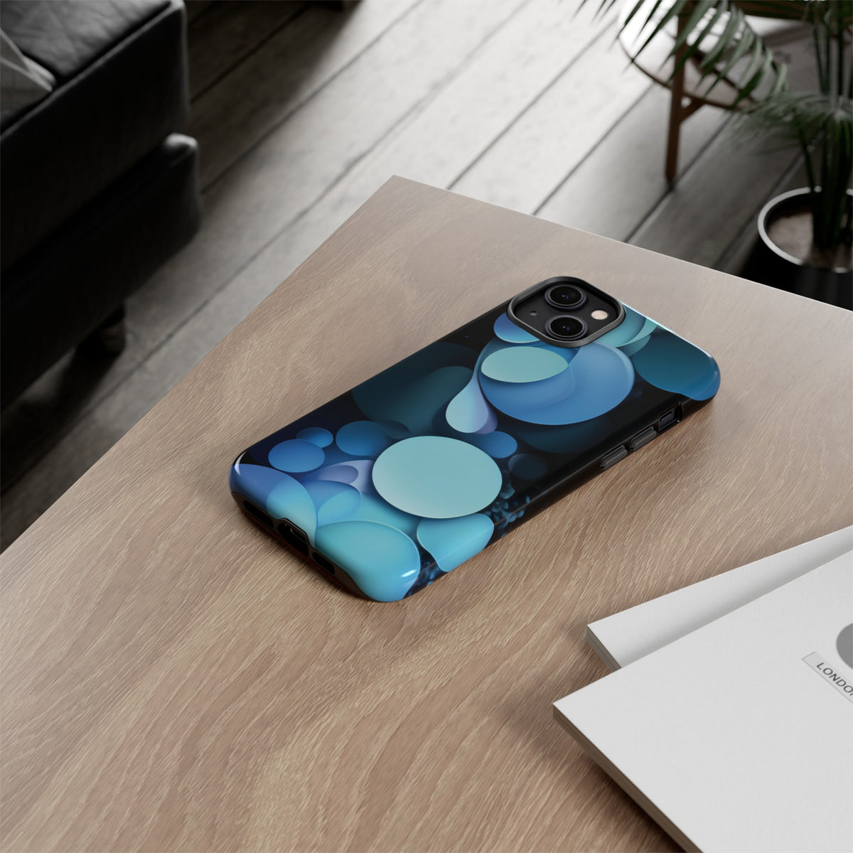 Abstract Blue balls in black Tough Phone Case