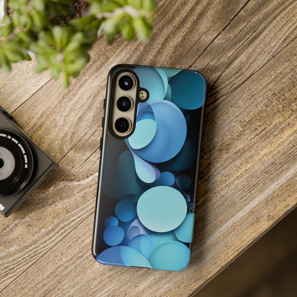 Abstract Blue balls in black Tough Phone Case