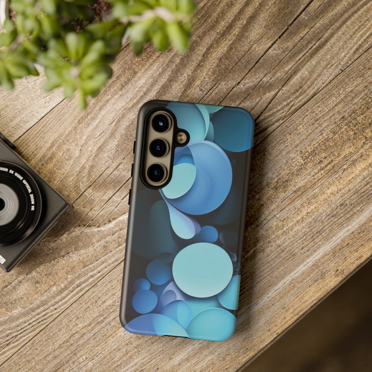 Abstract Blue balls in black Tough Phone Case