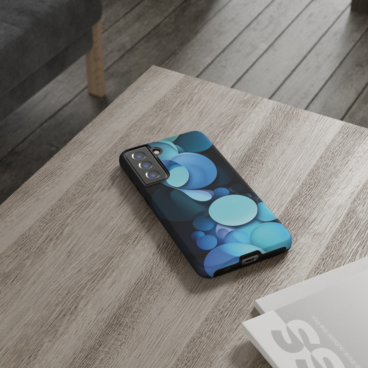 Abstract Blue balls in black Tough Phone Case