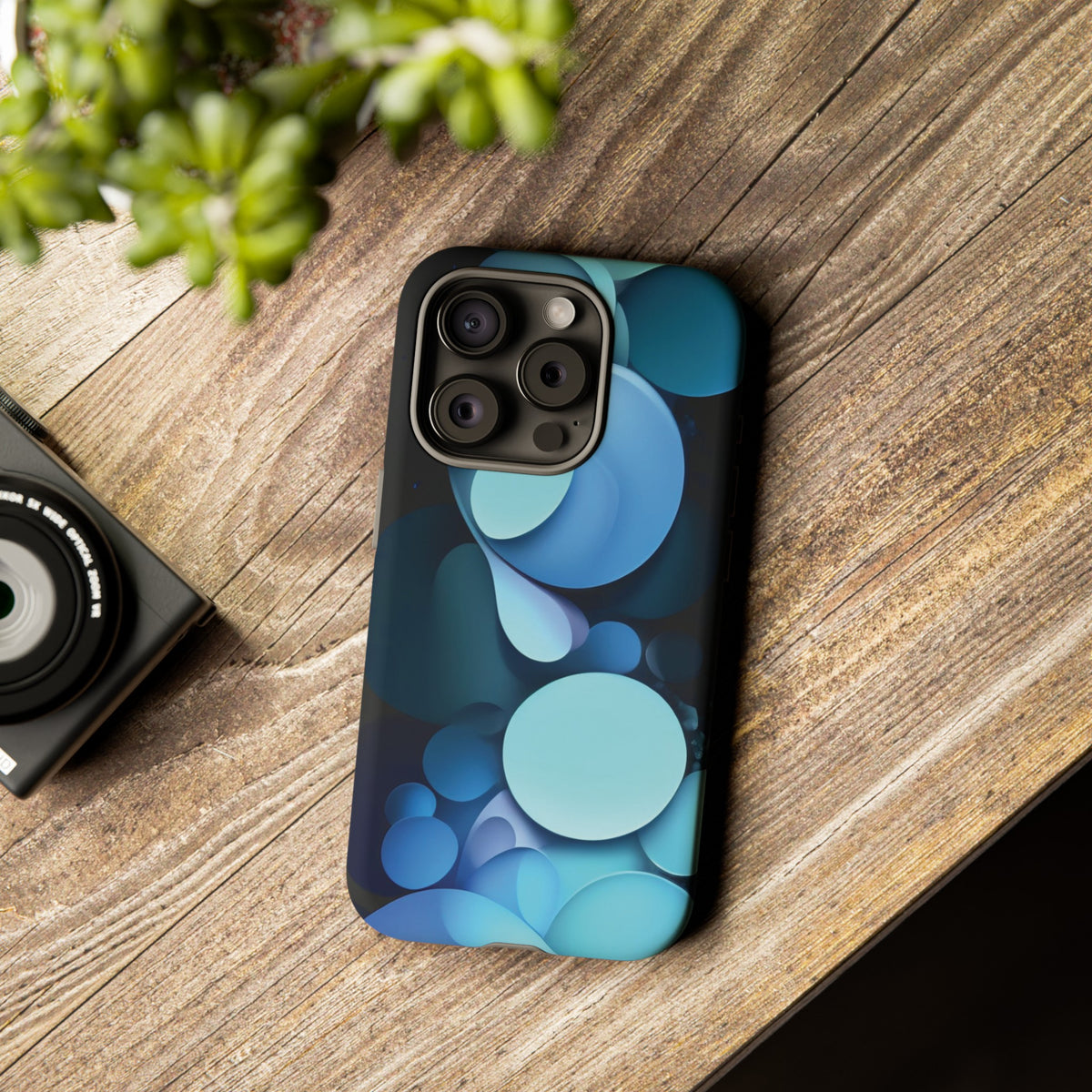 Abstract Blue balls in black Tough Phone Case