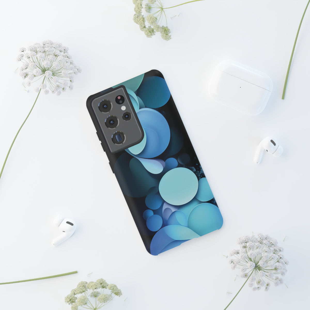 Abstract Blue balls in black Tough Phone Case