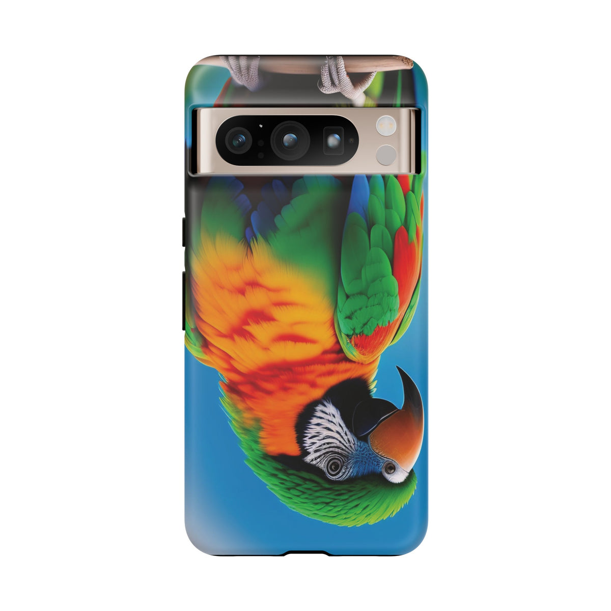 Colorful parrot with a green and red feather on its head Tough Phone Cases