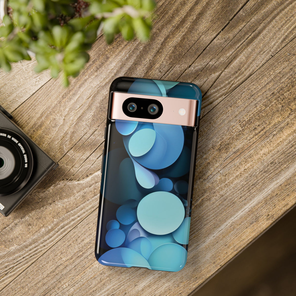 Abstract Blue balls in black Tough Phone Case