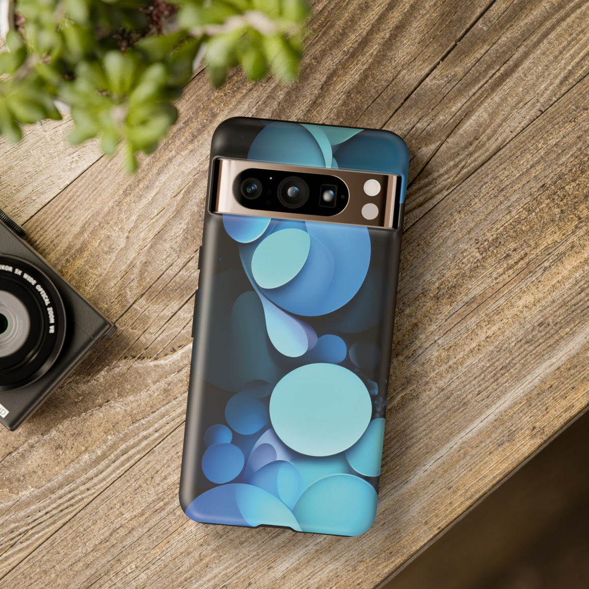 Abstract Blue balls in black Tough Phone Case