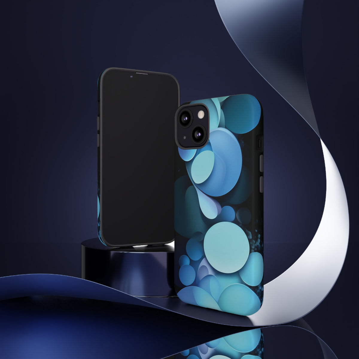 Abstract Blue balls in black Tough Phone Case