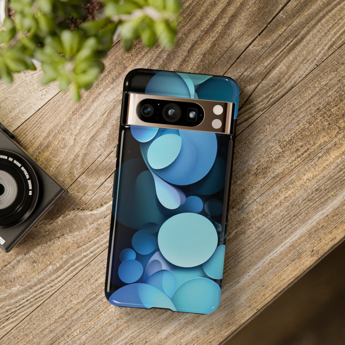 Abstract Blue balls in black Tough Phone Case