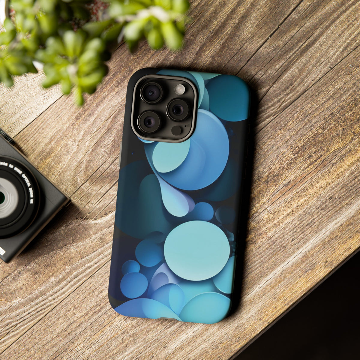 Abstract Blue balls in black Tough Phone Case